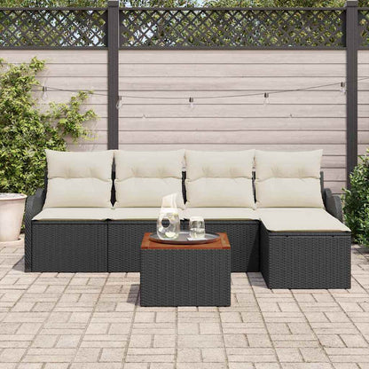Garten-Sofa-Set 6 pcs Schwarz Poly Rattan