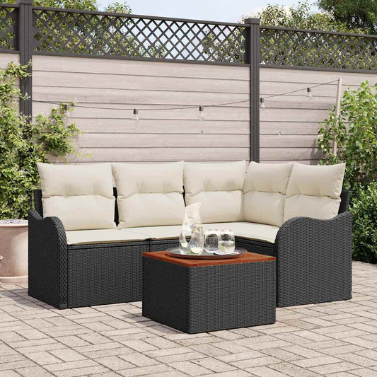 Garten-Sofa-Set 5 pcs Schwarz Poly Rattan