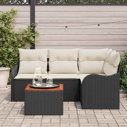 Garten-Sofa-Set 5 pcs Schwarz Poly Rattan