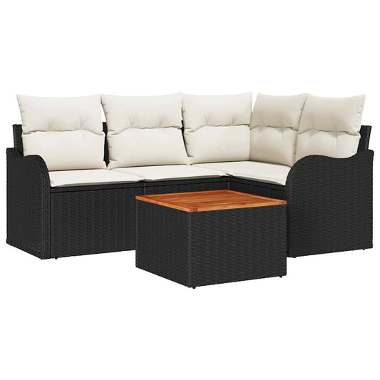 Garten-Sofa-Set 5 pcs Schwarz Poly Rattan