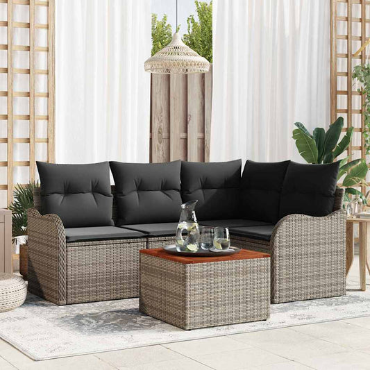 Garten-Sofa-Set 5 pcs Grau Poly Rattan