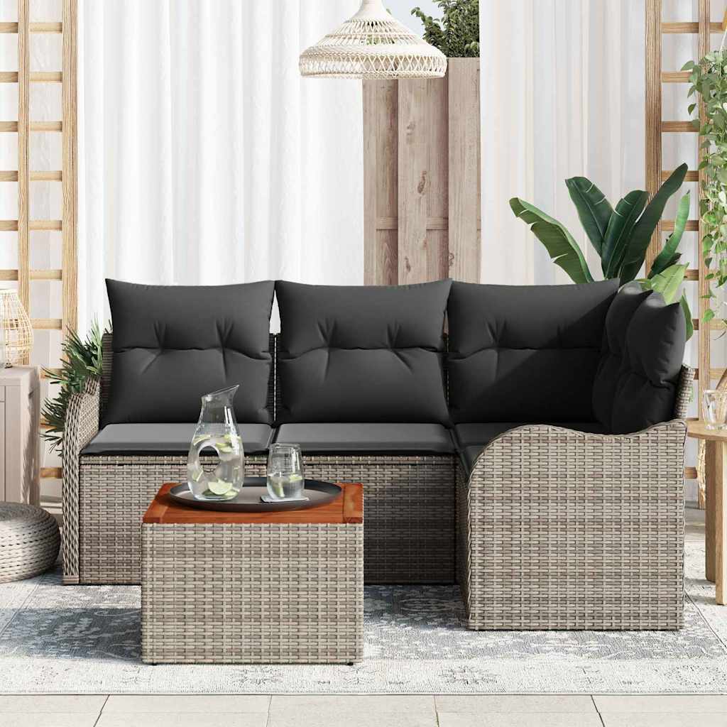 Garten-Sofa-Set 5 pcs Grau Poly Rattan
