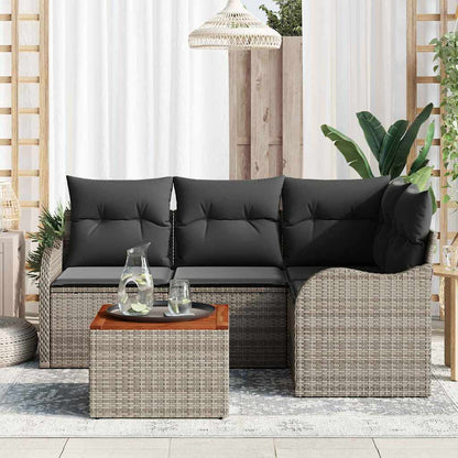 Garten-Sofa-Set 5 pcs Grau Poly Rattan