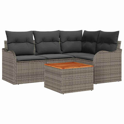 Garten-Sofa-Set 5 pcs Grau Poly Rattan