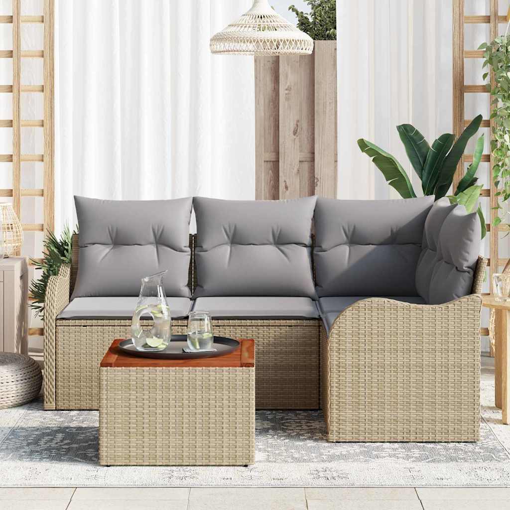 Garten-Sofa-Set 5 pcs Beige Poly Rattan