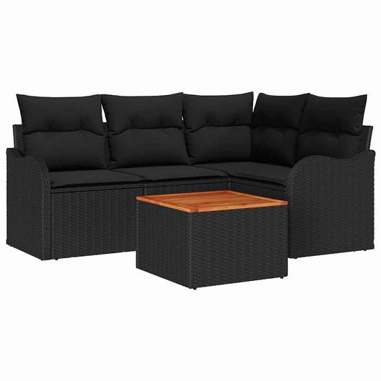 Garten-Sofa-Set 5 pcs Schwarz Poly Rattan