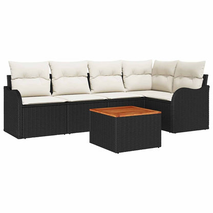 Garten-Sofa-Set 6 pcs Schwarz Poly Rattan