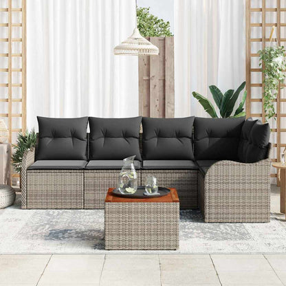 Garten-Sofa-Set 6 pcs Grau Poly Rattan