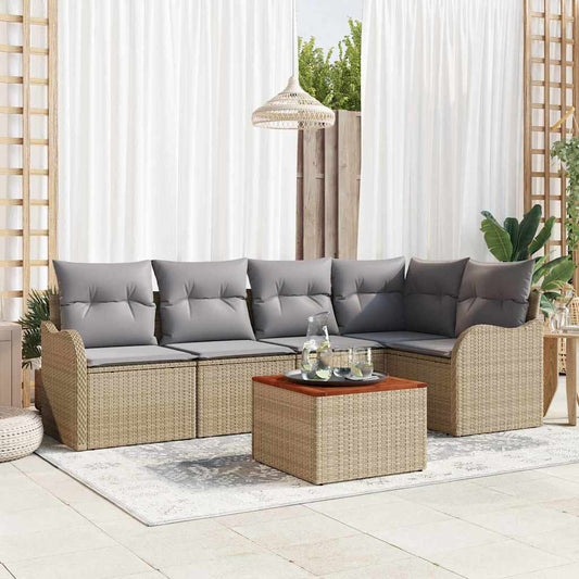Garten-Sofa-Set 6 pcs Beige Poly Rattan