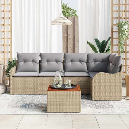 Garten-Sofa-Set 6 pcs Beige Poly Rattan