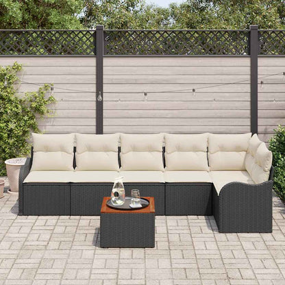 Garten-Sofa-Set 7 pcs Schwarz Poly Rattan