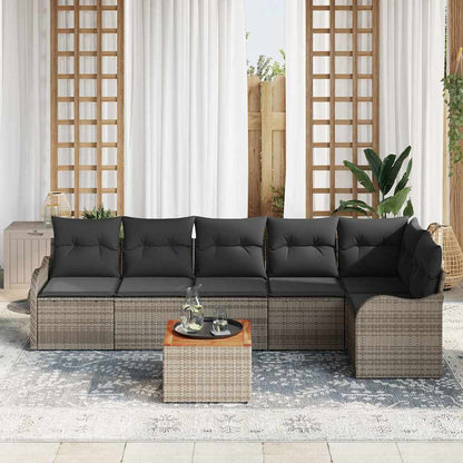 Garten-Sofa-Set 7 pcs Grau Poly Rattan