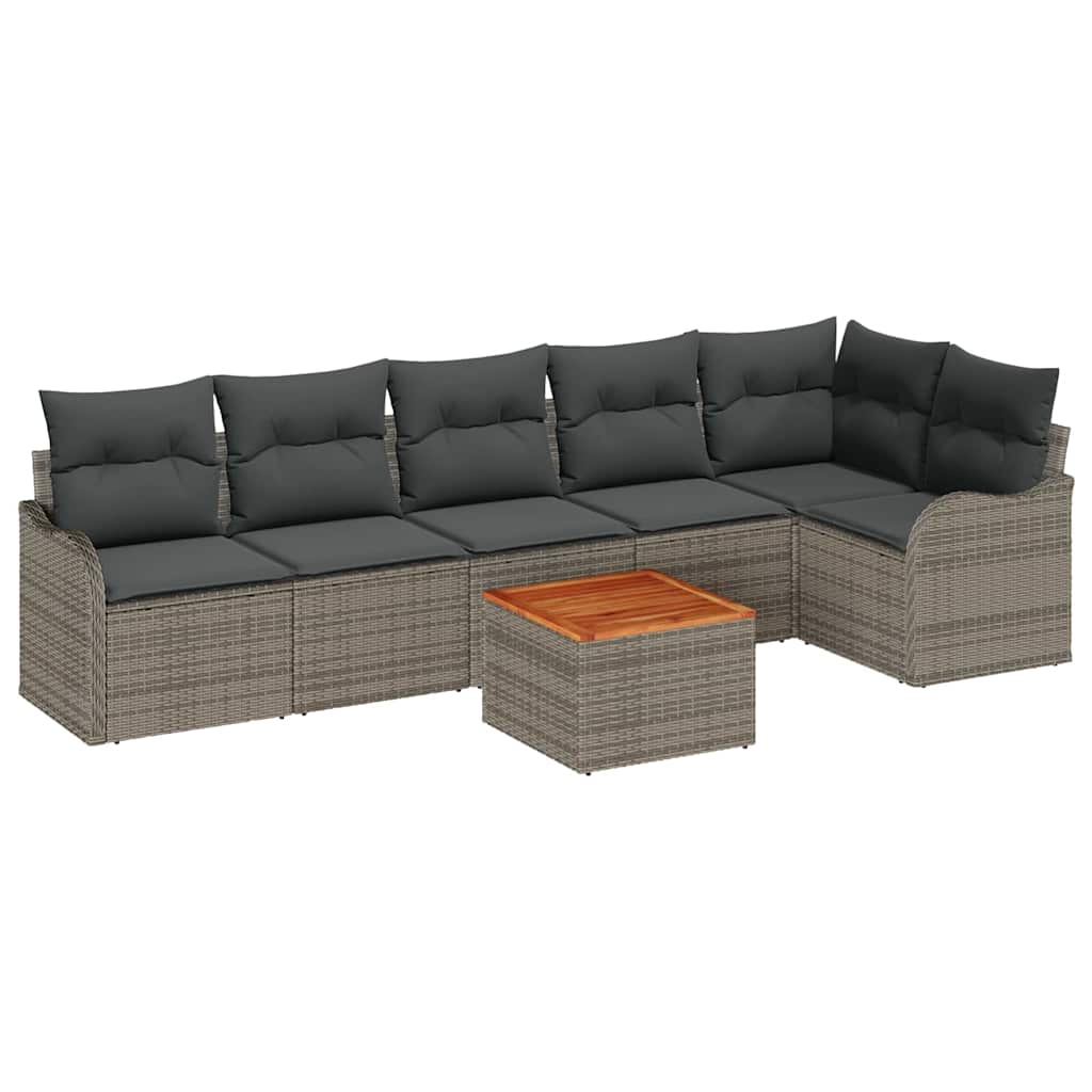 Garten-Sofa-Set 7 pcs Grau Poly Rattan