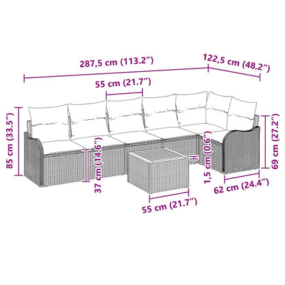 Garten-Sofa-Set 7 pcs Schwarz Poly Rattan