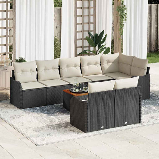 Garten-Sofa-Set 9 pcs Schwarz Poly Rattan