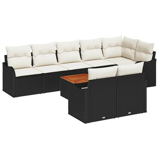 Garten-Sofa-Set 9 pcs Schwarz Poly Rattan