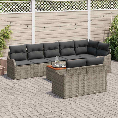 Garten-Sofa-Set 9 pcs Grau Poly Rattan