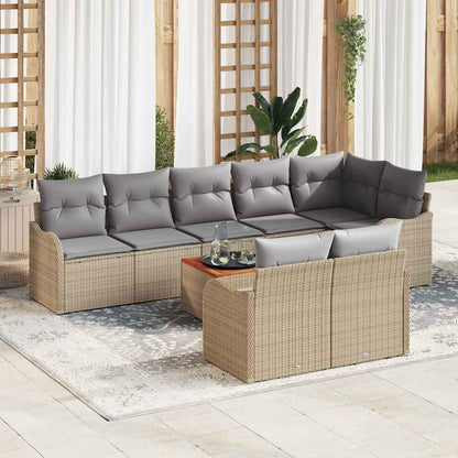 Garten-Sofa-Set 9 pcs Beige Poly Rattan