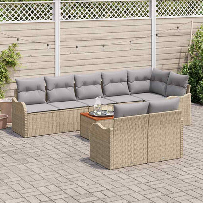 Garten-Sofa-Set 9 pcs Beige Poly Rattan