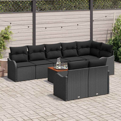 Garten-Sofa-Set 9 pcs Schwarz Poly Rattan
