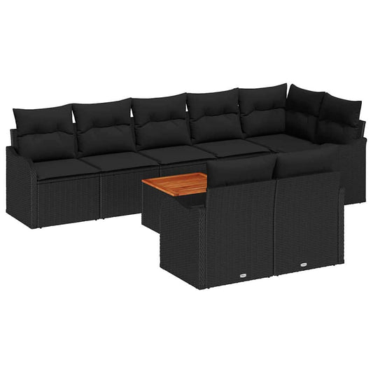 Garten-Sofa-Set 9 pcs Schwarz Poly Rattan