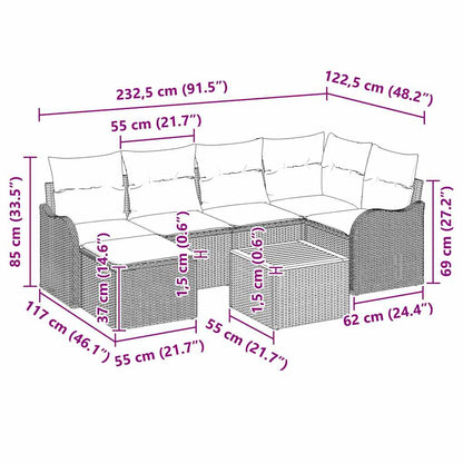 Garten-Sofa-Set 7 pcs Grau Poly Rattan