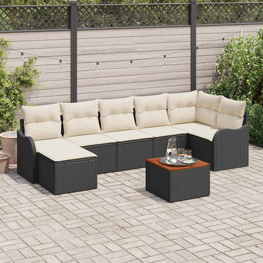 Garten-Sofa-Set 8 pcs Schwarz Poly Rattan