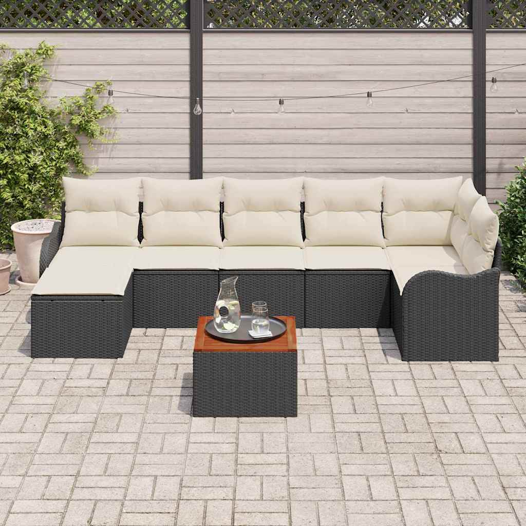 Garten-Sofa-Set 8 pcs Schwarz Poly Rattan
