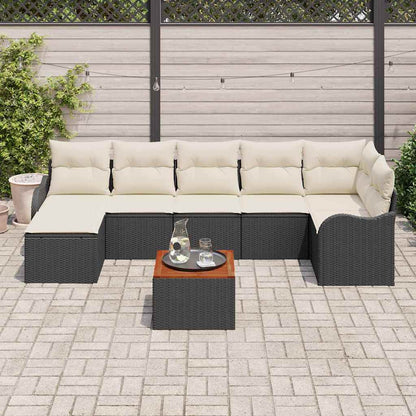 Garten-Sofa-Set 8 pcs Schwarz Poly Rattan