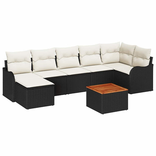 Garten-Sofa-Set 8 pcs Schwarz Poly Rattan