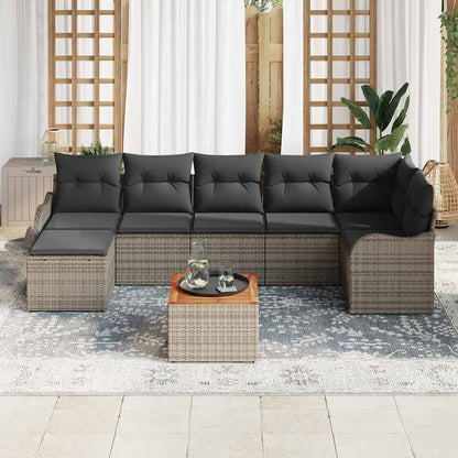 Garten-Sofa-Set 8 pcs Grau Poly Rattan