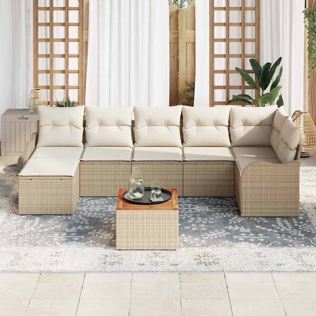 Garten-Sofa-Set 8 pcs Beige Poly Rattan