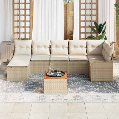Garten-Sofa-Set 8 pcs Beige Poly Rattan