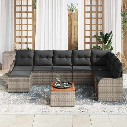 Garten-Sofa-Set 9 pcs Grau Poly Rattan