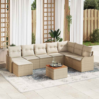 Garten-Sofa-Set 9 pcs Beige Poly Rattan