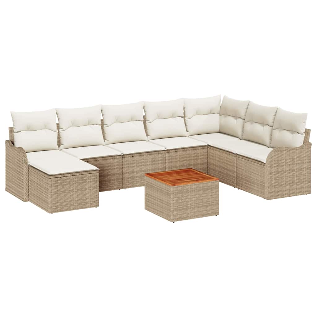 Garten-Sofa-Set 9 pcs Beige Poly Rattan