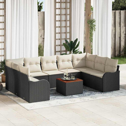 Garten-Sofa-Set 10 pcs Schwarz Poly Rattan