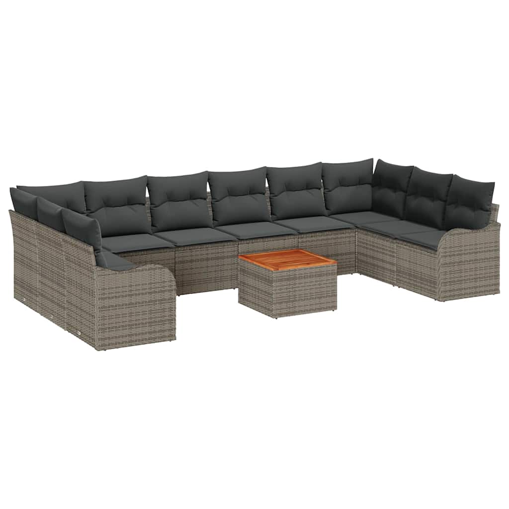 Garten-Sofa-Set 10 pcs Grau Poly Rattan