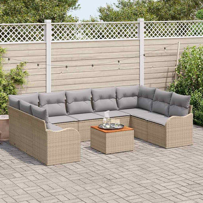 Garten-Sofa-Set 10 pcs Beige Poly Rattan