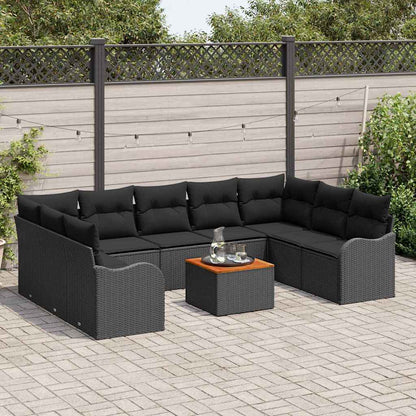Garten-Sofa-Set 10 pcs Schwarz Poly Rattan