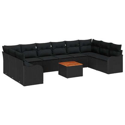 Garten-Sofa-Set 10 pcs Schwarz Poly Rattan