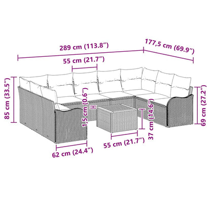 Garten-Sofa-Set 10 pcs Schwarz Poly Rattan