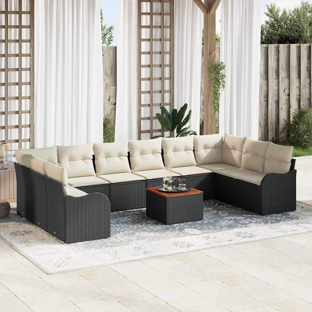 Garten-Sofa-Set 11 pcs Schwarz Poly Rattan