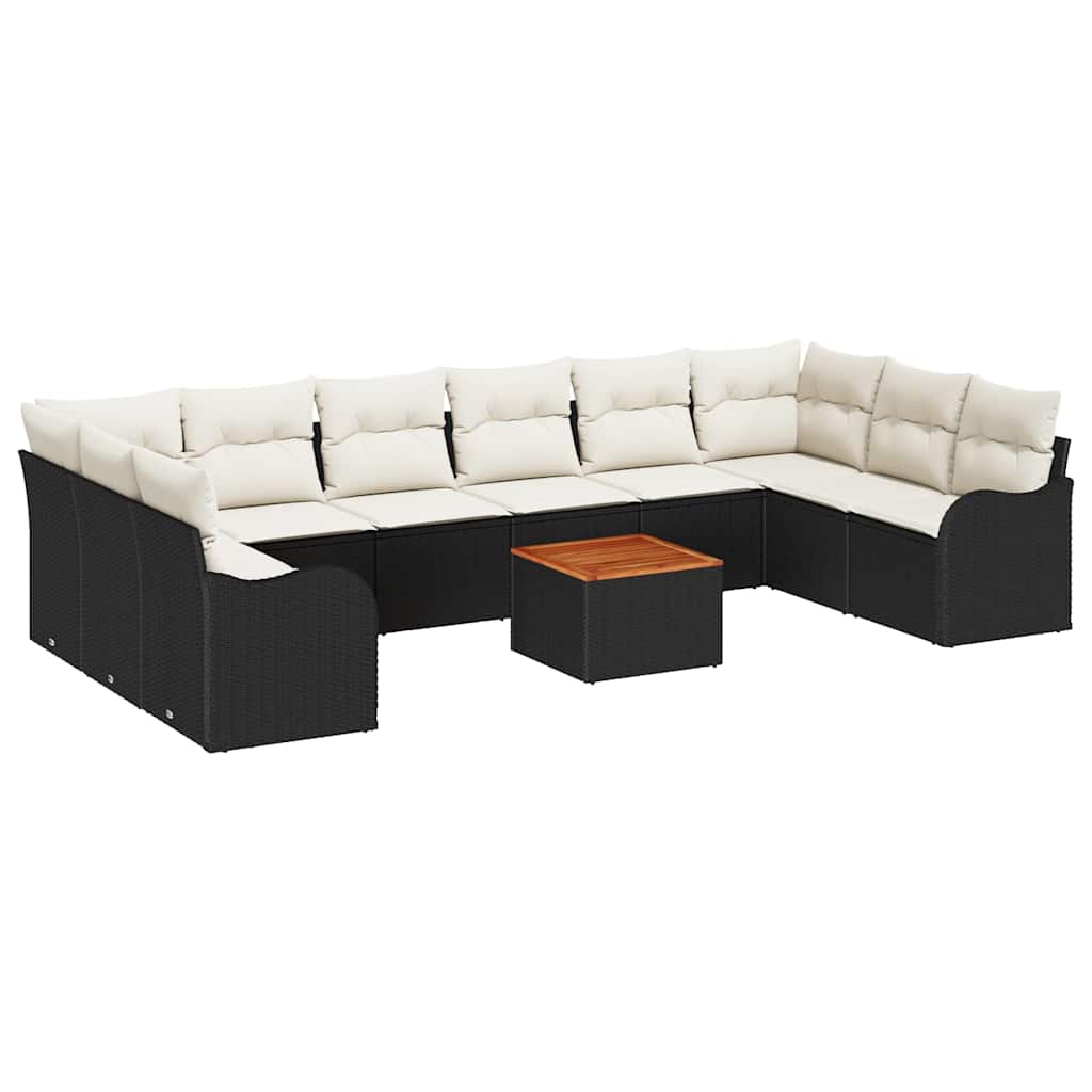 Garten-Sofa-Set 11 pcs Schwarz Poly Rattan