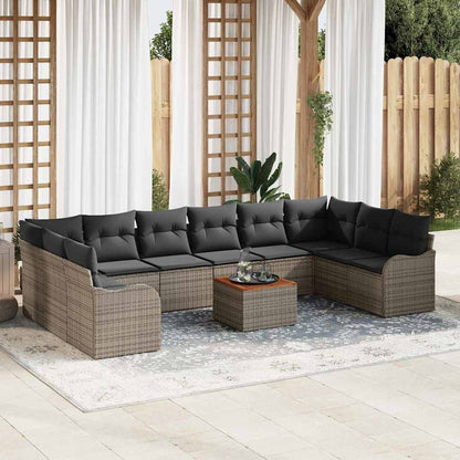 Garten-Sofa-Set 11 pcs Grau Poly Rattan