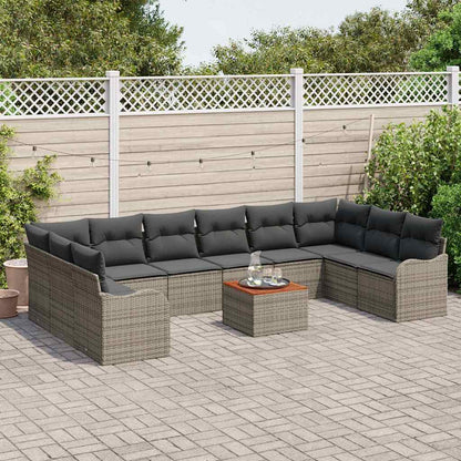 Garten-Sofa-Set 11 pcs Grau Poly Rattan