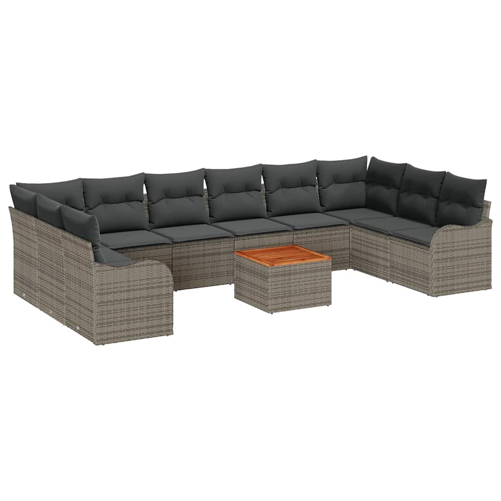 Garten-Sofa-Set 11 pcs Grau Poly Rattan