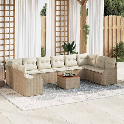 Garten-Sofa-Set 11 pcs Beige Poly Rattan