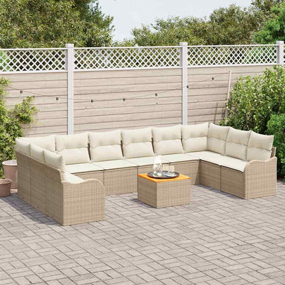 Garten-Sofa-Set 11 pcs Beige Poly Rattan