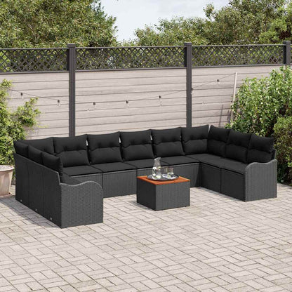Garten-Sofa-Set 11 pcs Schwarz Poly Rattan